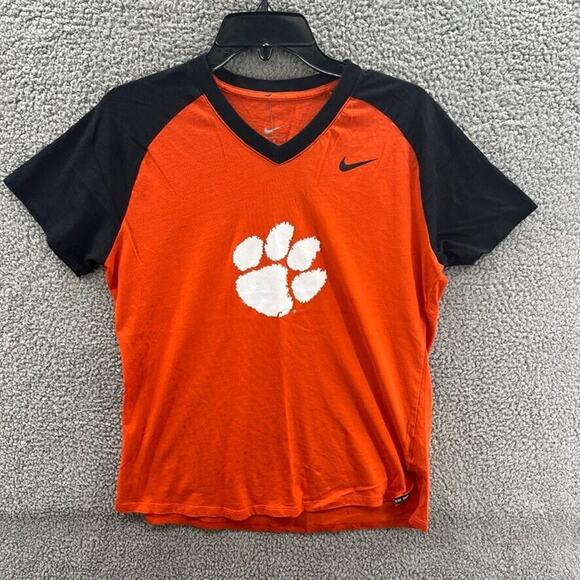 Clemson Tigers Nike Womens Dri-Fit Short Sleeve Orange T-Shirt Size Medium M - Picture 1 of 13